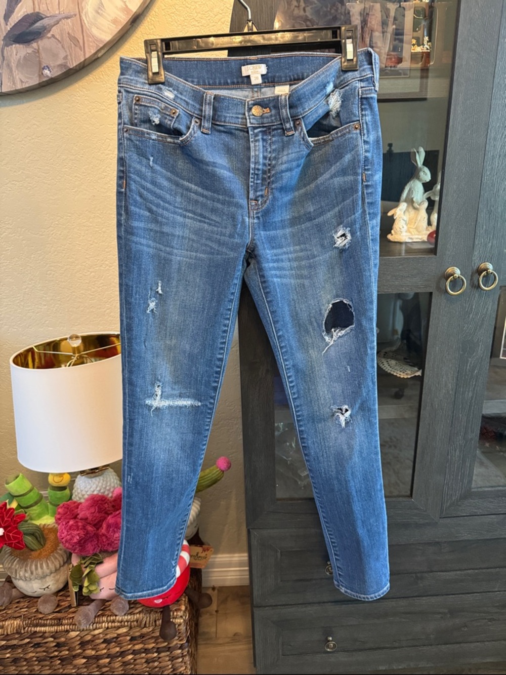 J. Crew Women's Distressed Blue Skinny Jeans